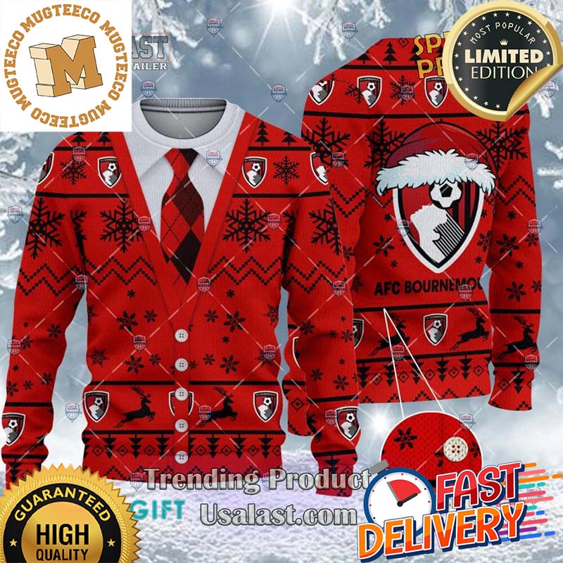 AFC Bournemouth F.C Cardigan Ugly Sweater 2023 For Holiday 2023 Xmas Gifts AFC Bournemouth F.C Cardigan Ugly Sweater 2023 For Holiday 2023 Xmas Gifts
