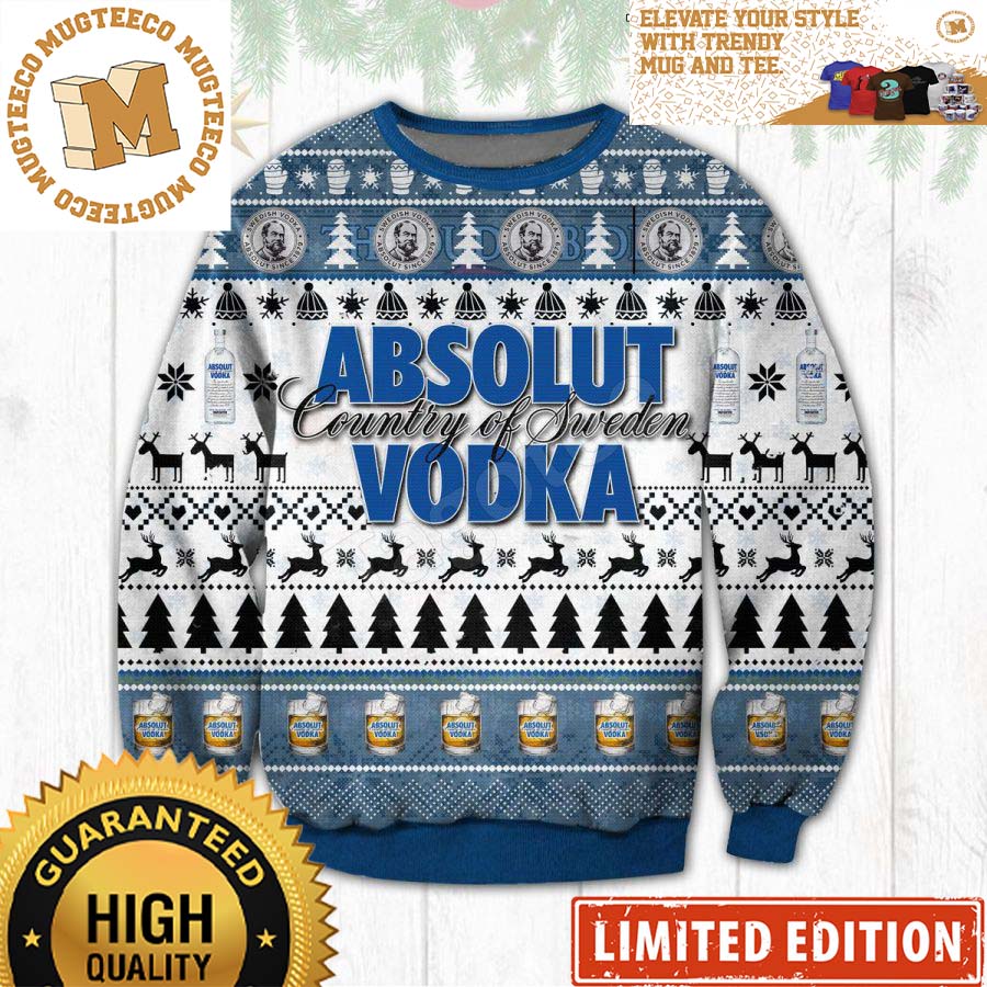 Absolut Vodka Country Of Sweden 2023 Holiday Ugly Christmas Sweater Absolut Vodka Country Of Sweden 2023 Holiday Ugly Christmas Sweater