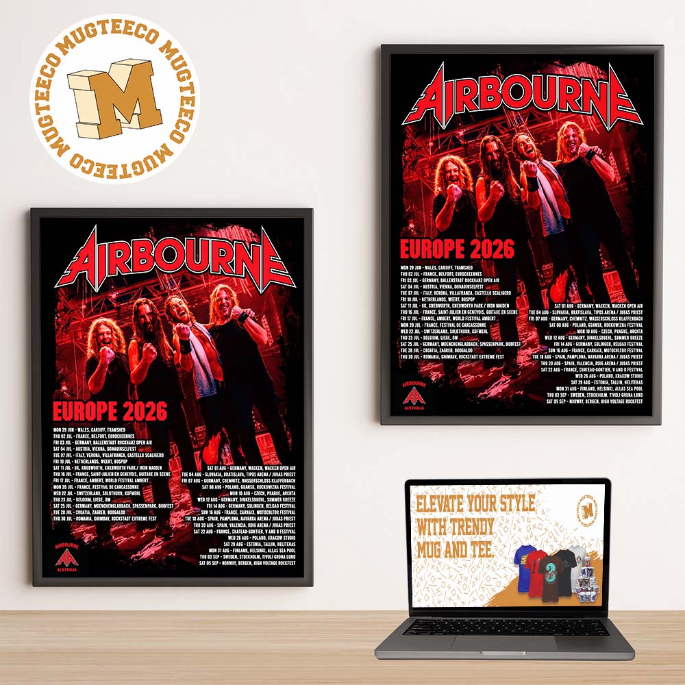 Airbourne Europe Tour 2026 To Airbourne Australia Home Decor Poster Canvas Airbourne Europe Tour 2026 To Airbourne Australia Home Decor Poster Canvas