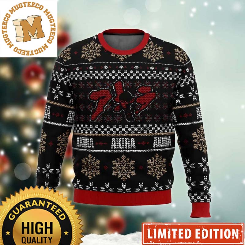 Akira Kanji Logo Anime Knitting Snowflakes Pattern Christmas Ugly Sweater Akira Kanji Logo Anime Knitting Snowflakes Pattern Christmas Ugly Sweater