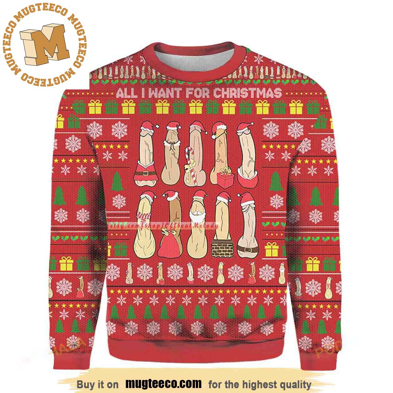 All I Want For Christmas Is Dicks Lined Up With Santa Costumes Red Funny Holiday Ugly Sweater 2023 All I Want For Christmas Is Dicks Lined Up With Santa Costumes Red Funny Holiday Ugly Sweater 2023