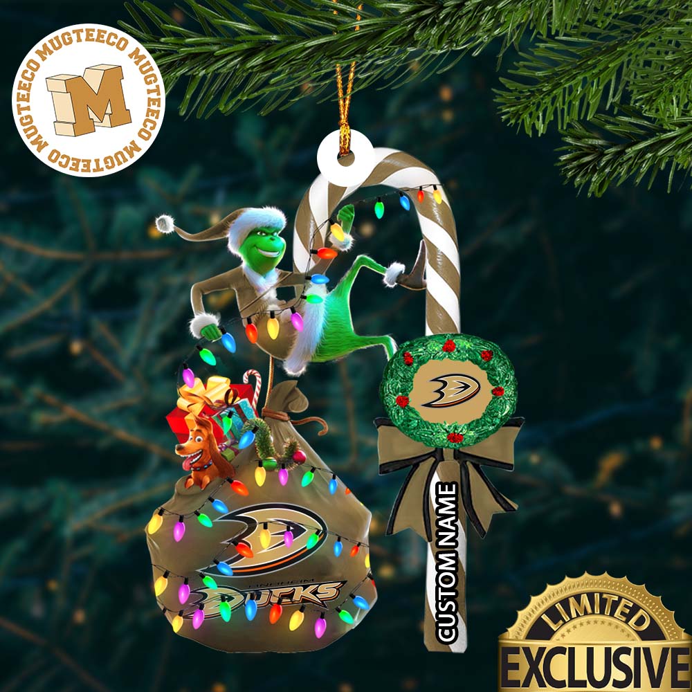 Anaheim Ducks NHL Grinch Candy Cane Personalized Xmas Gifts Christmas Tree Decorations Ornament Anaheim Ducks NHL Grinch Candy Cane Personalized Xmas Gifts Christmas Tree Decorations Ornament