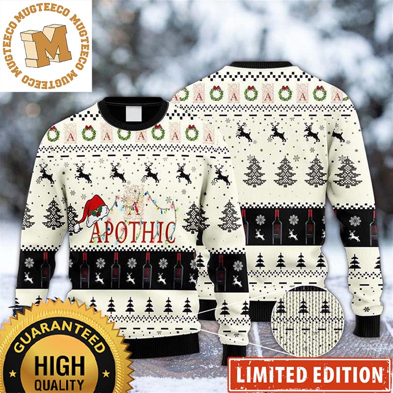 Apothic Wine Reindeer Snowy Night Snowflakes And Deer Knitting Pattern Christmas Ugly Sweater Apothic Wine Reindeer Snowy Night Snowflakes And Deer Knitting Pattern Christmas Ugly Sweater