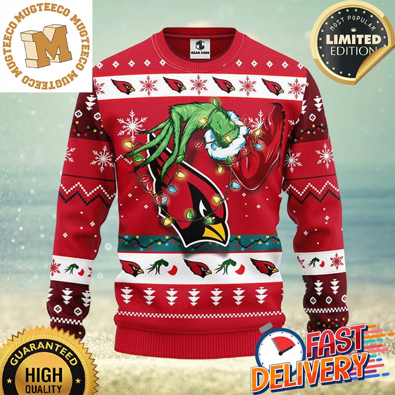 Arizona Cardinals Grinch Christmas Lights 2023 Holiday Gifts Ugly Christmas Sweater Arizona Cardinals Grinch Christmas Lights 2023 Holiday Gifts Ugly Christmas Sweater