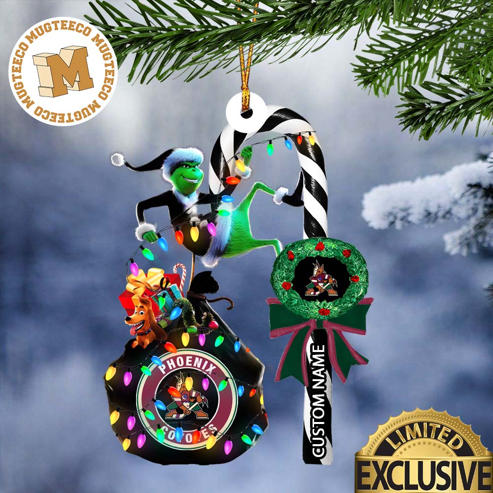 Arizona Coyotes NHL Grinch Candy Cane Personalized Xmas Gifts Christmas Tree Decorations Ornament Arizona Coyotes NHL Grinch Candy Cane Personalized Xmas Gifts Christmas Tree Decorations Ornament