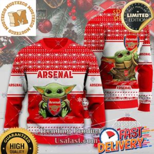 Arsenal Baby Yoda Ugly Christmas Sweater For Holiday 2023 Xmas Gifts