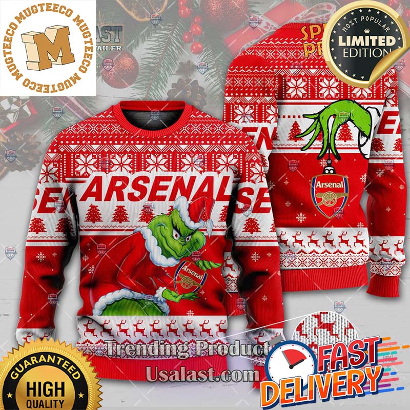 Arsenal x Grinch Xmas Ugly Sweater For Holiday 2023 Xmas Gifts Arsenal x Grinch Xmas Ugly Sweater For Holiday 2023 Xmas Gifts