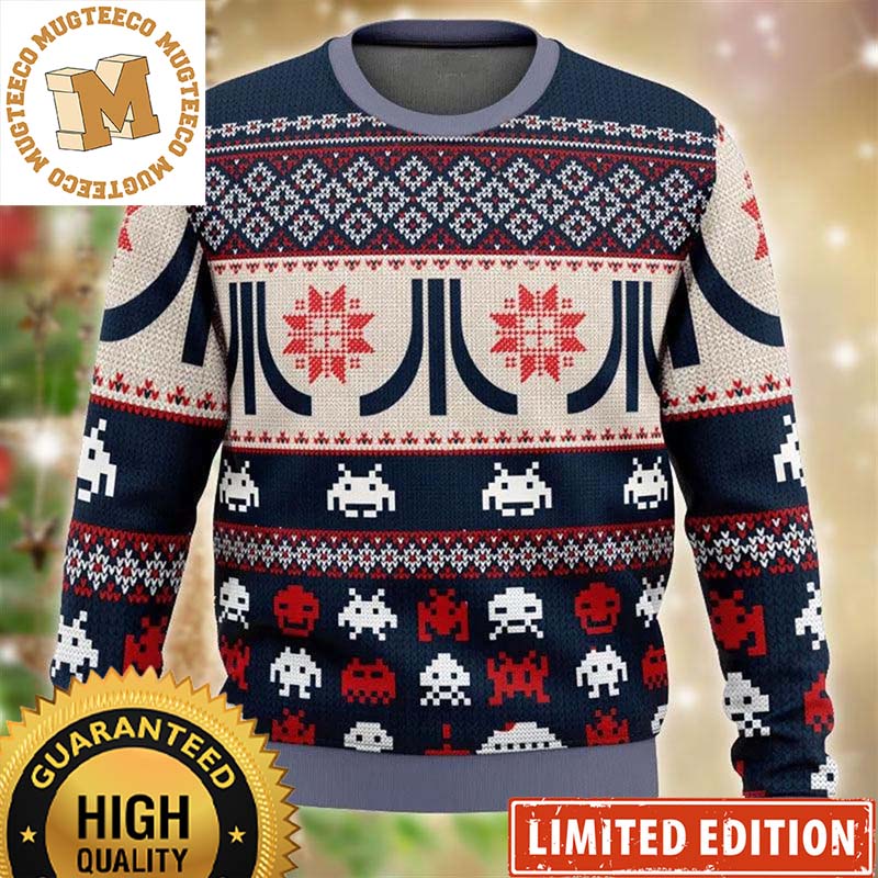 Atari Classic Logo Knitting Funny Pattern Christmas Ugly Sweater 2023 Atari Classic Logo Knitting Funny Pattern Christmas Ugly Sweater 2023