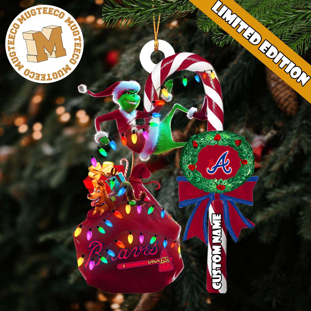 Atlanta Braves MLB Grinch Candy Cane Personalized Xmas Gifts Christmas Tree Decorations Ornament Atlanta Braves MLB Grinch Candy Cane Personalized Xmas Gifts Christmas Tree Decorations Ornament