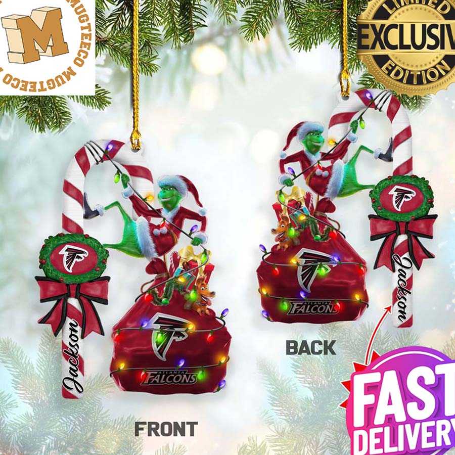 Atlanta Falcons NFL Grinch Candy Cane Personalized Xmas Gifts Christmas Tree Decorations Ornament Atlanta Falcons NFL Grinch Candy Cane Personalized Xmas Gifts Christmas Tree Decorations Ornament