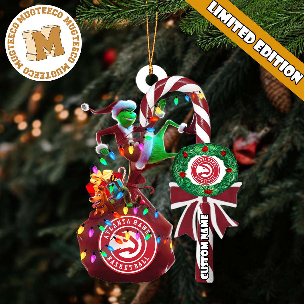 Atlanta Hawks NBA Grinch Candy Cane Personalized Xmas Gifts Christmas Tree Decorations Ornament Atlanta Hawks NBA Grinch Candy Cane Personalized Xmas Gifts Christmas Tree Decorations Ornament