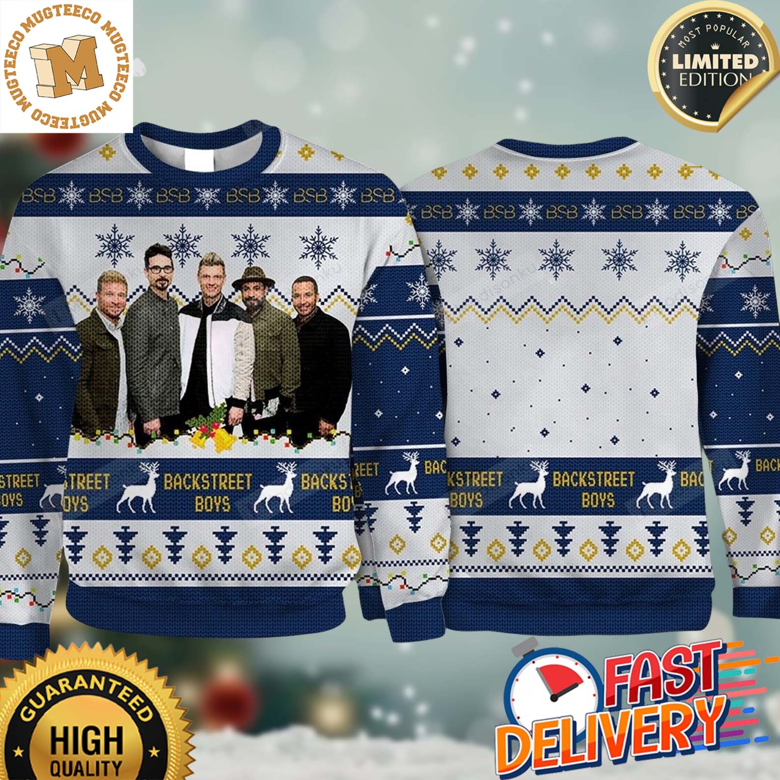 Backstreet Boys Xmas Holiday Gift Ugly Christmas Sweater Backstreet Boys Xmas Holiday Gift Ugly Christmas Sweater