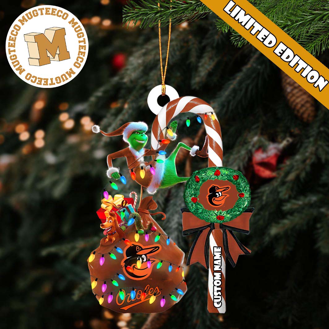 Baltimore Orioles MLB Grinch Candy Cane Personalized Xmas Gifts Christmas Tree Decorations Ornament Baltimore Orioles MLB Grinch Candy Cane Personalized Xmas Gifts Christmas Tree Decorations Ornament