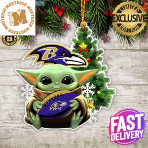 Baltimore Ravens Baby Yoda NFL Christmas Tree Decorations Ornament