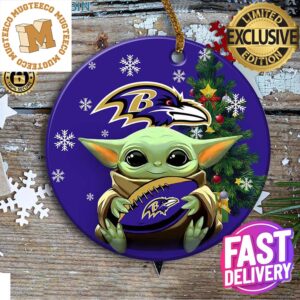 Baltimore Ravens Baby Yoda NFL Xmas Gifts Ceramic Christmas Tree Decorations Ornament