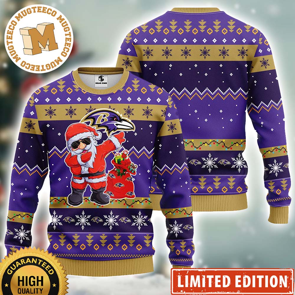Baltimore Ravens Dabbing Santa Claus Ugly Christmas Sweater Baltimore Ravens Dabbing Santa Claus Ugly Christmas Sweater