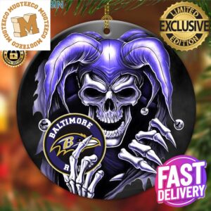 Baltimore Ravens NFL Skull Joker Christmas Tree Decorations Ornament