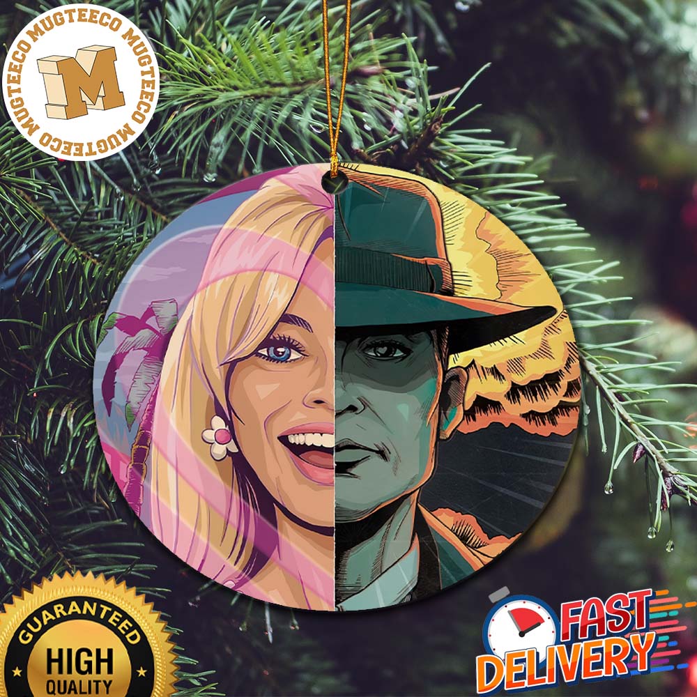 Barbie And Oppenheimer The Battle Split Art Barbenheimer Xmas 2023 Gift Christmas Tree Decorations Ornament Barbie And Oppenheimer The Battle Split Art Barbenheimer Xmas 2023 Gift Christmas Tree Decorations Ornament