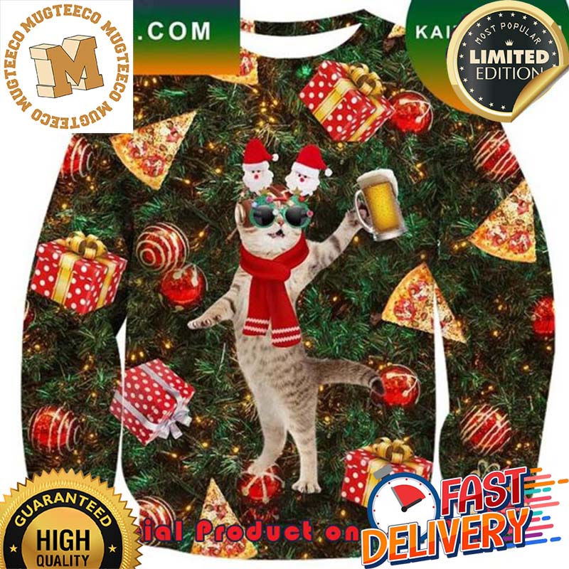 Beer Dj Pizza Cat Ugly Christmas Sweater For Holiday 2023 Xmas Gifts Beer Dj Pizza Cat Ugly Christmas Sweater For Holiday 2023 Xmas Gifts