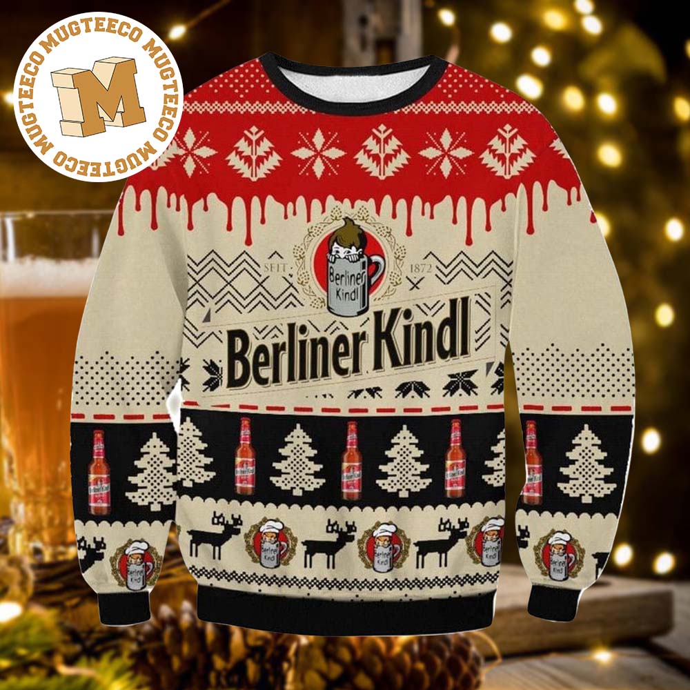 Berliner Kindl Beer 3D All Over Print Christmas Gift Ugly Christmas Sweater Berliner Kindl Beer 3D All Over Print Christmas Gift Ugly Christmas Sweater