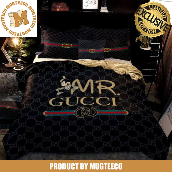 Best Gucci x Mickey Mr Gucci Logo With Vintage Web In Black Monogram Background Bedroom Set Best Gucci x Mickey Mr Gucci Logo With Vintage Web In Black Monogram Background Bedroom Set