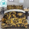 Best Versace Barocco Print Luxury In Black Background Bedding Set