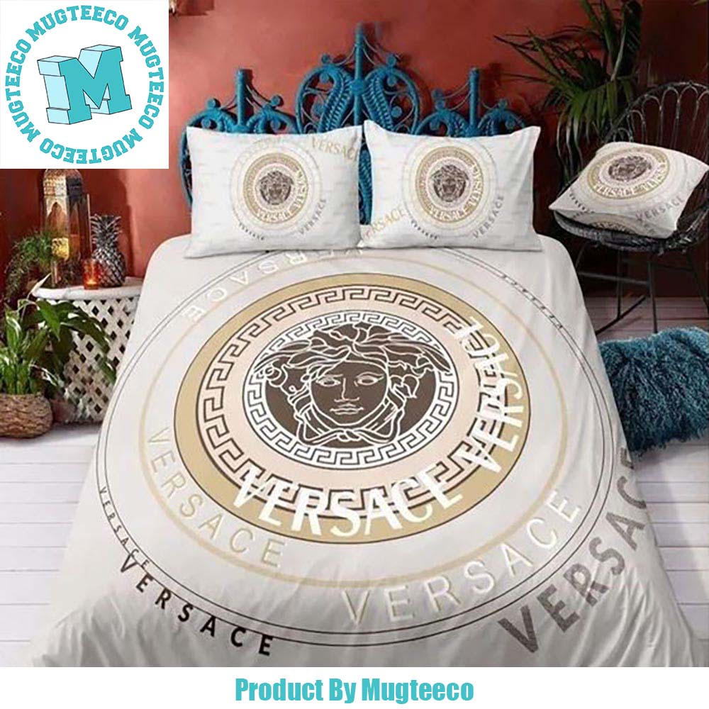 Best Versace Big Logo In Milk White Background Bedding Set Best Versace Big Logo In Milk White Background Bedding Set
