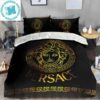 Best Versace Golden Logo Royal Pattern In Blue Background Bedding Set Best Versace Golden Logo Royal Pattern In Blue Background Bedding Set