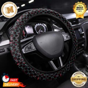 Black Gucci Brown Monograms Steering Wheel Cover