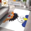 Black Kaws Companion In Blue Background Rug Home Decor Black Kaws Companion In Blue Background Rug Home Decor