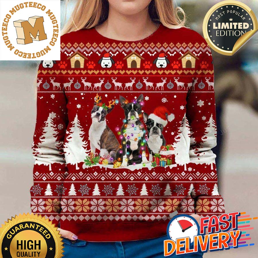 Boston Terrier Xmas Gift For Dog Lovers Ugly Christmas Sweater Boston Terrier Xmas Gift For Dog Lovers Ugly Christmas Sweater