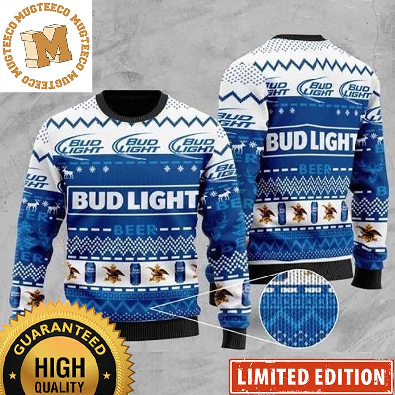 Bud Light Beer Logo And Cans Christmas Knitting Pattern Holiday Ugly Sweater 2023 Bud Light Beer Logo And Cans Christmas Knitting Pattern Holiday Ugly Sweater 2023