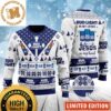 Bud Light Cheering Cans With Snowflakes And Pine Tree Pattern Christmas Ugly Sweater 2023 For Beer Lovers