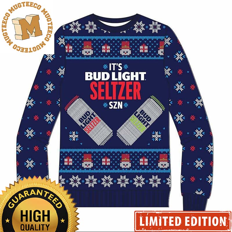 Bud Light It's Bud Light Seltzer SZN Promo Navy Chritsmas Holiday Ugly Sweater Bud Light It's Bud Light Seltzer SZN Promo Navy Chritsmas Holiday Ugly Sweater
