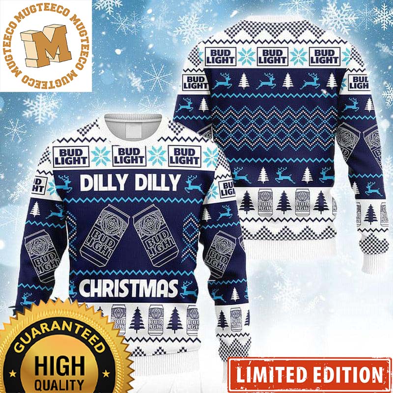 Bud Light Navy And White Dilly Dilly Christmas Holiday Ugly Sweater 2023 Bud Light Navy And White Dilly Dilly Christmas Holiday Ugly Sweater 2023