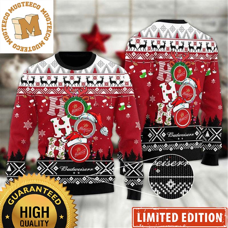 Budweiser Beer HoHoHo Snowy Funny Christmas Ugly Sweater Budweiser Beer HoHoHo Snowy Funny Christmas Ugly Sweater