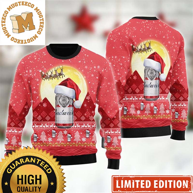 Budweiser Santa Claus Sleigh Chirtmas Ugly Sweater 2023 Budweiser Santa Claus Sleigh Chirtmas Ugly Sweater 2023