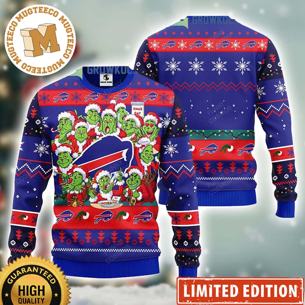 Buffalo Bills 12 Grinch Funny Faces Happy Xmas Day Ugly Christmas Sweater Buffalo Bills 12 Grinch Funny Faces Happy Xmas Day Ugly Christmas Sweater