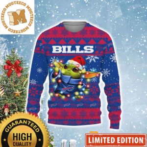 Buffalo Bills Baby Yoda Star Wars Christmas Light Up 2023 Holiday Ugly Christmas Sweater
