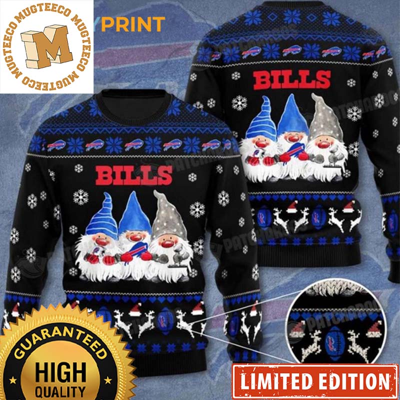 Buffalo Bills Gnomes Black Ugly Christmas Sweater NFL Football Buffalo Bills Gnomes Black Ugly Christmas Sweater NFL Football
