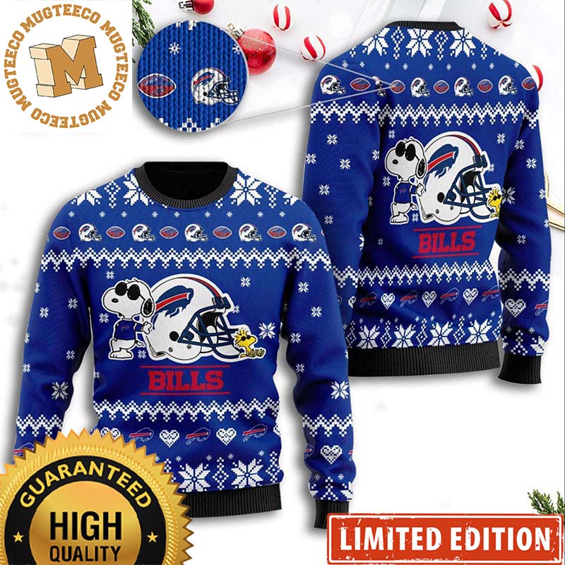 Buffalo Bills Helmet Snoopy Funny Knitting Blue Ugly Christmas Sweater Buffalo Bills Helmet Snoopy Funny Knitting Blue Ugly Christmas Sweater