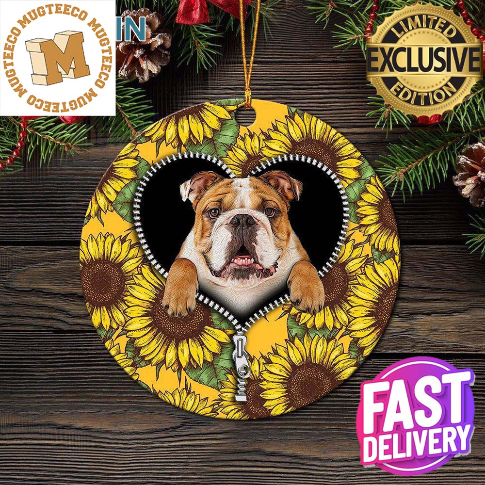 Bull Dog Sunflower Zipper Xmas Gifts For Dog Lovers Ceramic Christmas Decorations Ornament Bull Dog Sunflower Zipper Xmas Gifts For Dog Lovers Ceramic Christmas Decorations Ornament