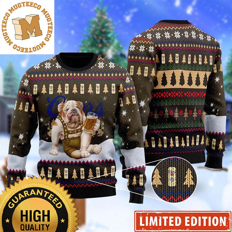 Bulldog Drink Coors Light Banquet Beer In The Snowy Night Christmas Ugly Sweater Bulldog Drink Coors Light Banquet Beer In The Snowy Night Christmas Ugly Sweater