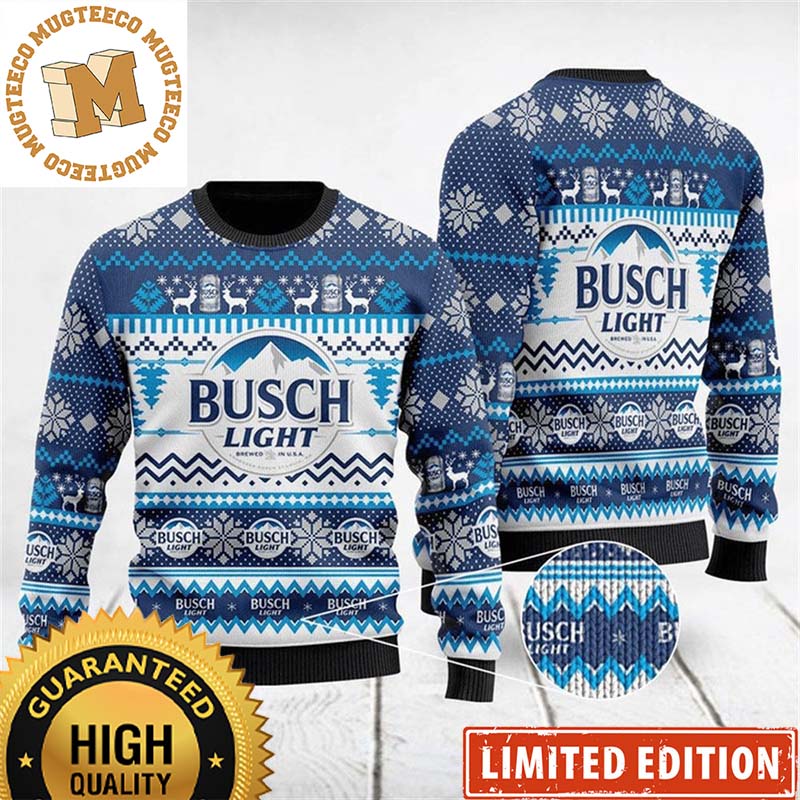 Busch Light Beer Big Logo With Chevron Pattern Christmas Ugly Sweater Busch Light Beer Big Logo With Chevron Pattern Christmas Ugly Sweater