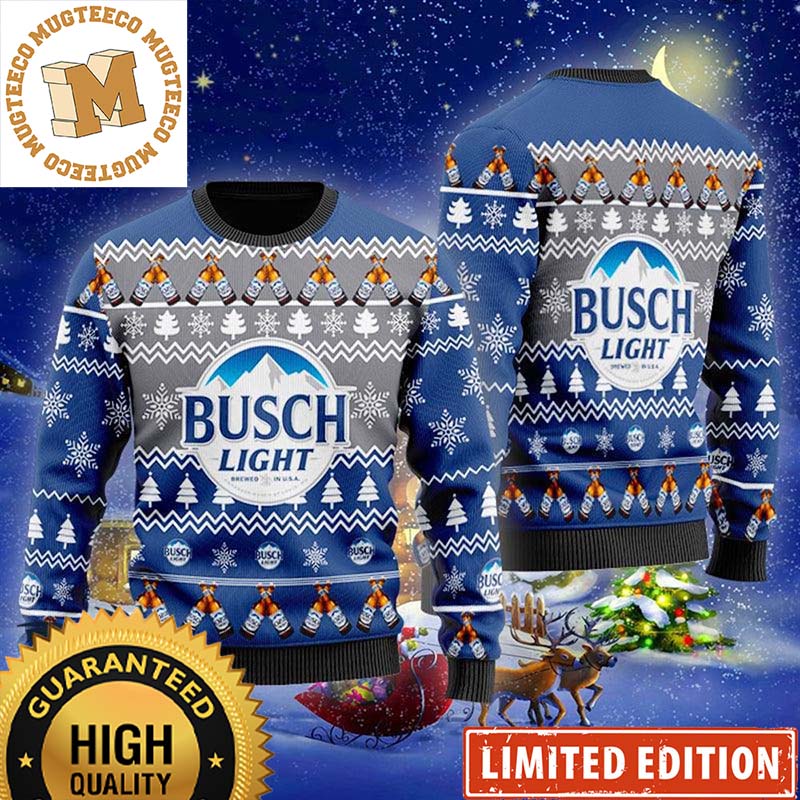 Busch Light Beer Christmas Cheers With Snowflakes Knitting Pattern Holiday Ugly Sweater Busch Light Beer Christmas Cheers With Snowflakes Knitting Pattern Holiday Ugly Sweater
