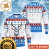 Busch Light Beer Reindeer Snowflakes Knitting White And Blue Christmas Ugly Sweater