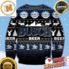 Busch Light Big Logo With Pine Tree Pattern Snowy Night Christmas Ugly Christmas Sweater Busch Light Big Logo With Pine Tree Pattern Snowy Night Christmas Ugly Christmas Sweater