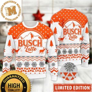 Busch Light Busch Latte Mountain Knitting Orange And White Christmas Ugly Sweater