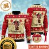 Captain Morgan Reindeer Snowy Night Snowflakes Knitting Maroon Christmas Ugly Sweater