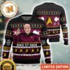 Cardhu Whiskey Big Logo With Snowflakes And Chevron Knitting Pattern White And Orange Christmas Ugly Sweater
